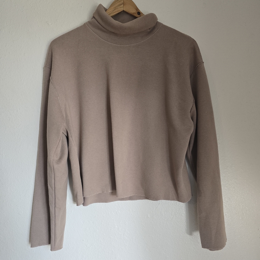 Zara Crop Beige Turtleneck Sweater